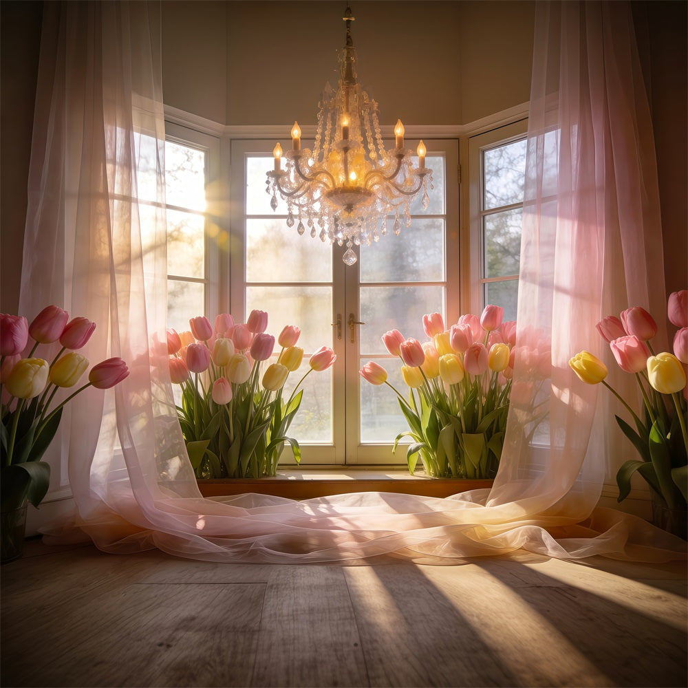 Fond Studio Tulipees Fenêtre Dorée Soleil Lustre RR62-16