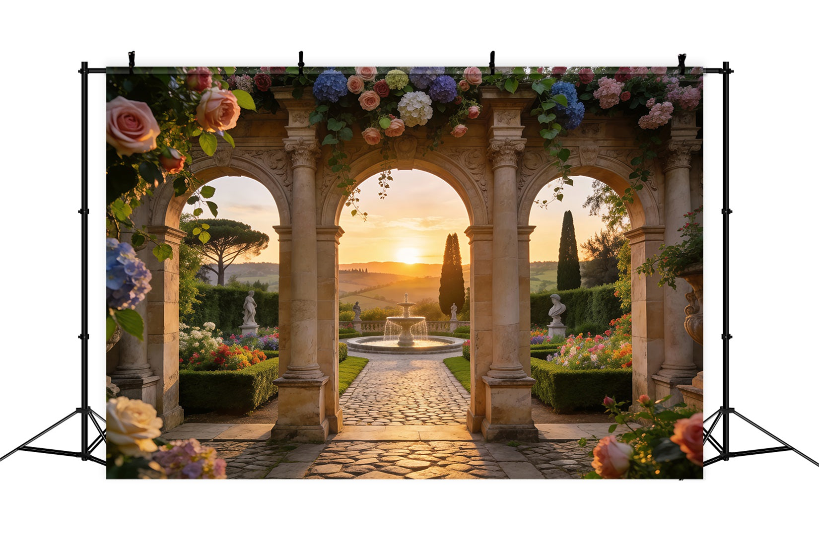 Fond Photo Jardin Enchanté Fenêtre Coucher De Soleil Arche Pierre RR62-21