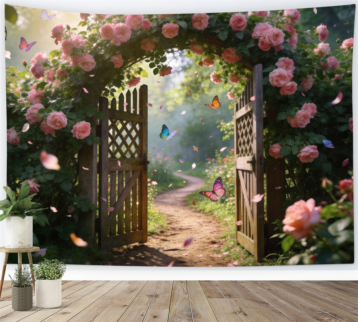 Fonds Papillon Portail Roses Roses Allée Fleurie RR62-22