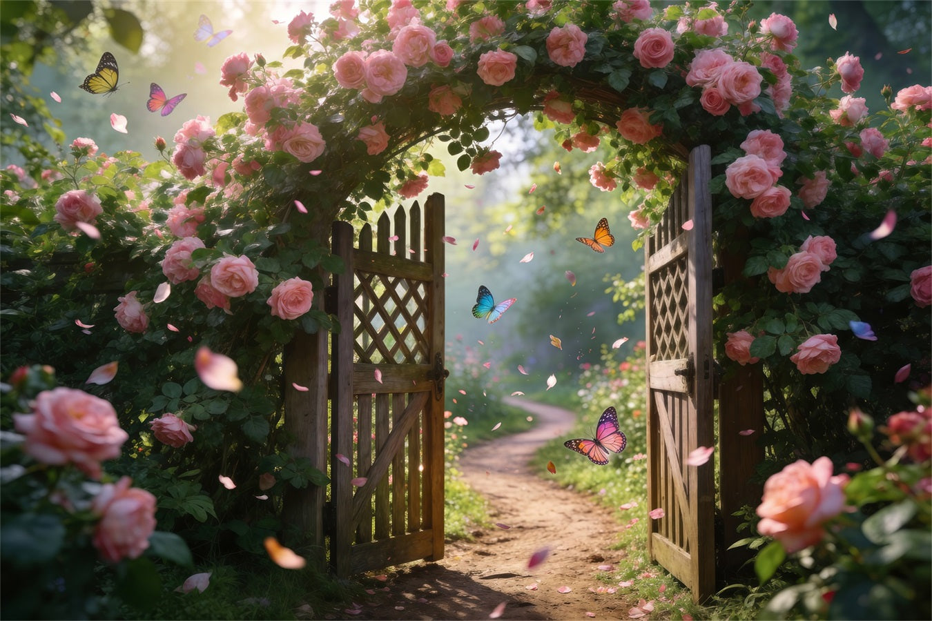 Fonds Papillon Portail Roses Roses Allée Fleurie RR62-22