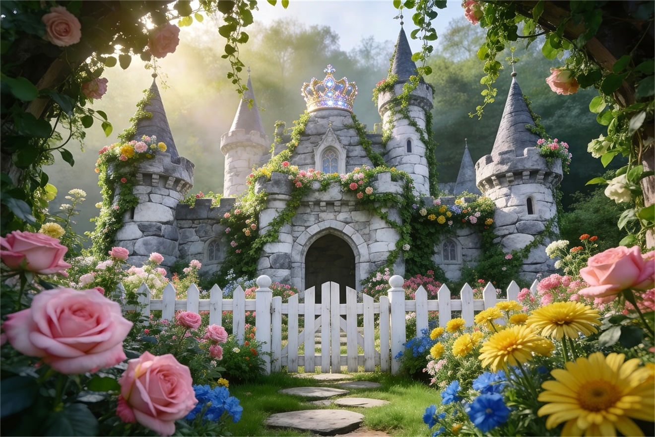 Fond Studio Floral Printanier Floraison Jardin Château Féérique RR62-26