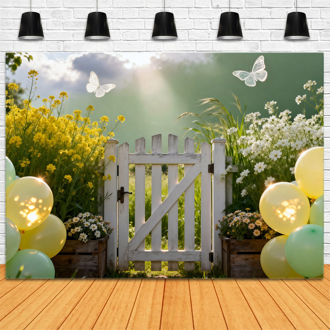 Fond Studio Ballons de Printemps Portail Prairie Pastel Lumière Du Soleil RR62-28