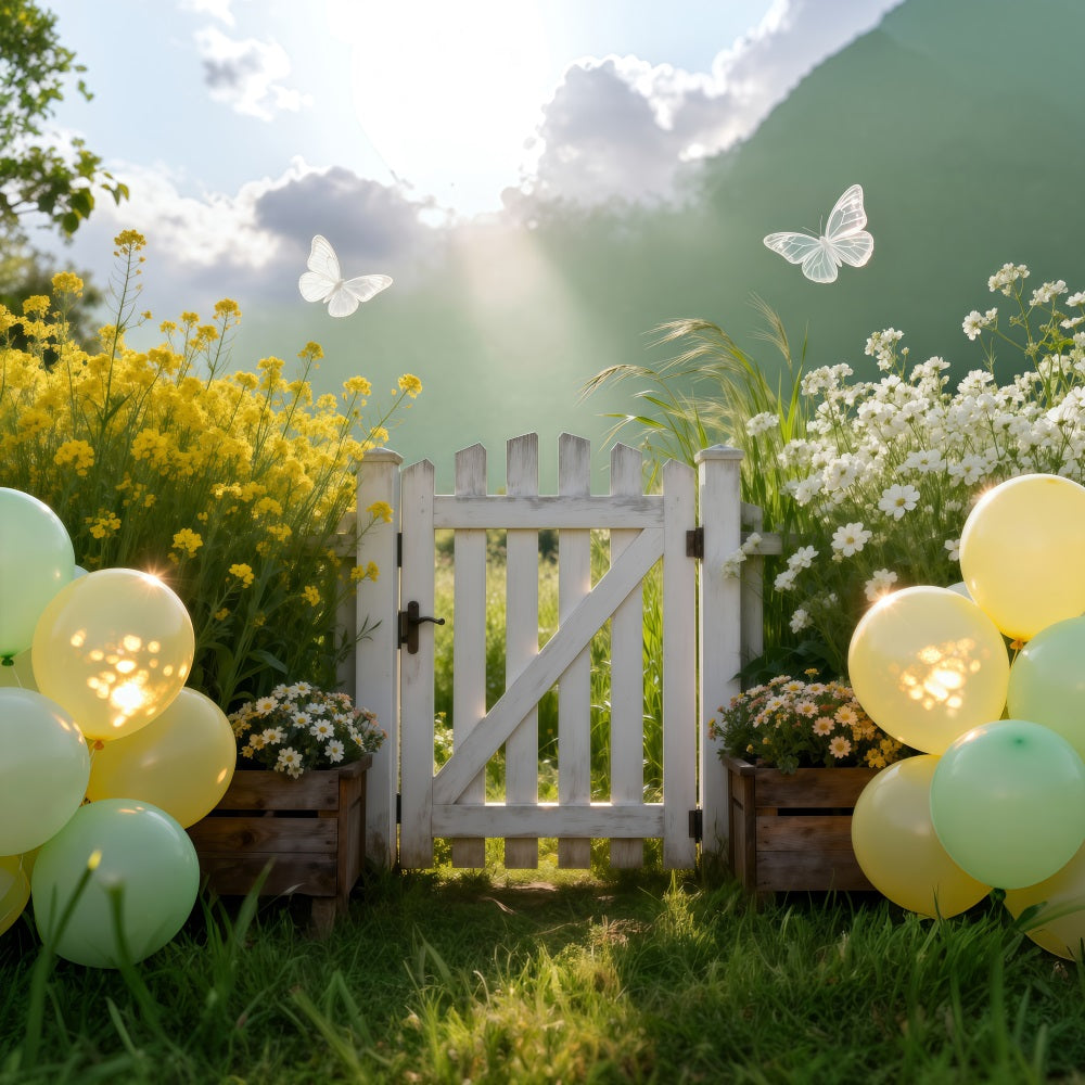 Fond Studio Ballons de Printemps Portail Prairie Pastel Lumière Du Soleil RR62-28