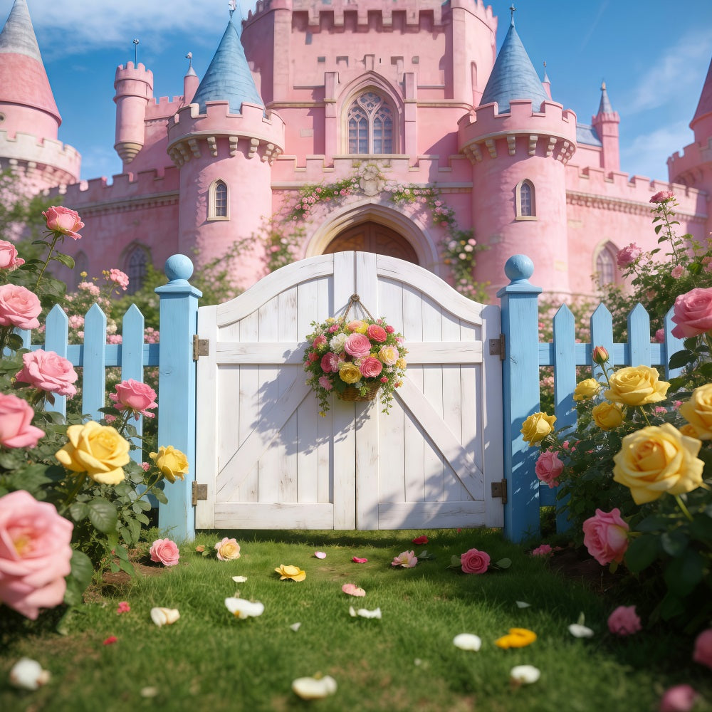 Fond Photo Jardin Enchanté Château Rose Portail Floral De Roses RR62-35