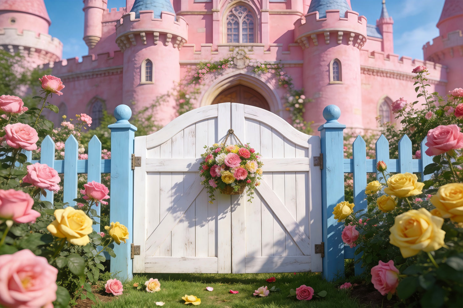 Fond Photo Jardin Enchanté Château Rose Portail Floral De Roses RR62-35
