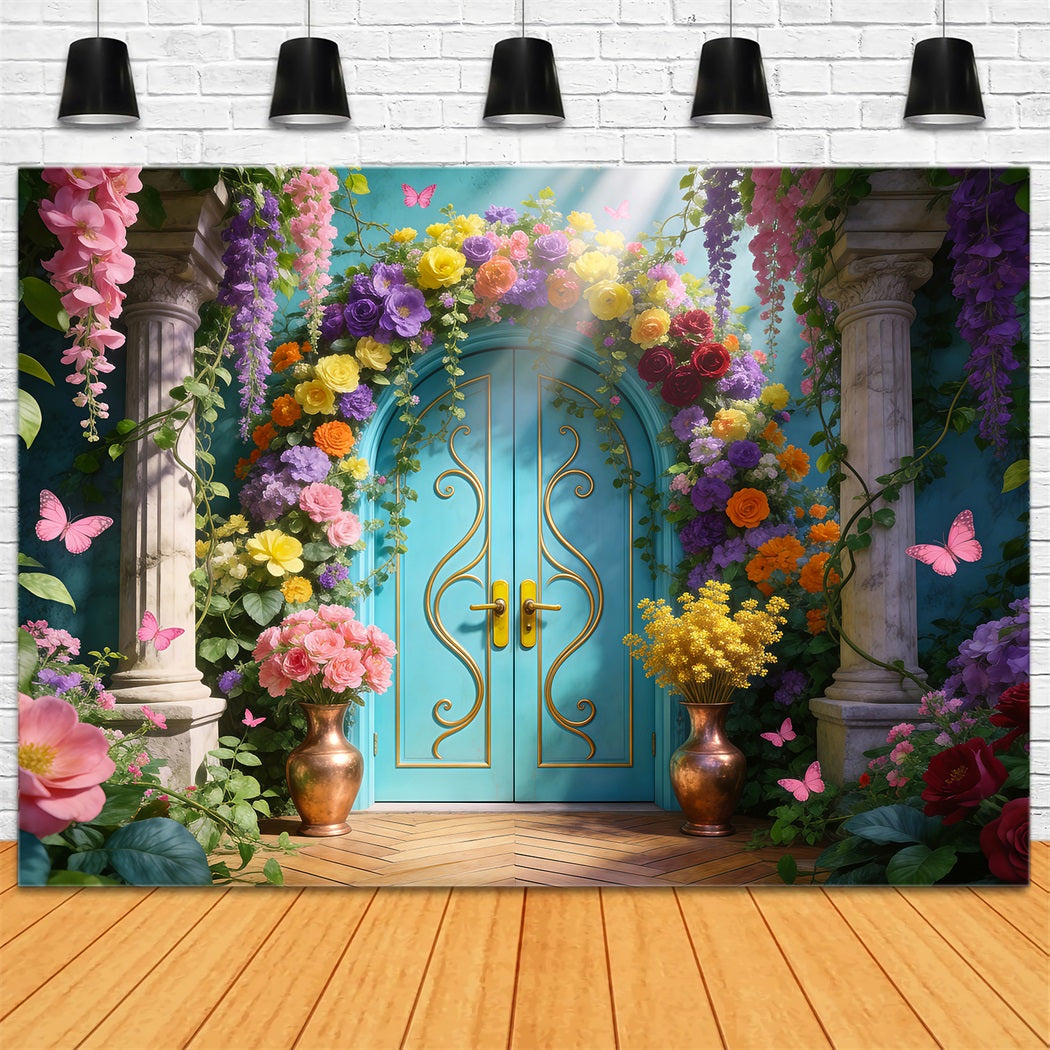 Toile de Fond Jardin Entrée Palais Florale Élégante RR62-36