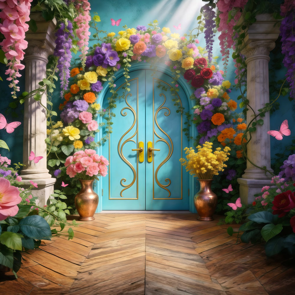 Toile de Fond Jardin Entrée Palais Florale Élégante RR62-36