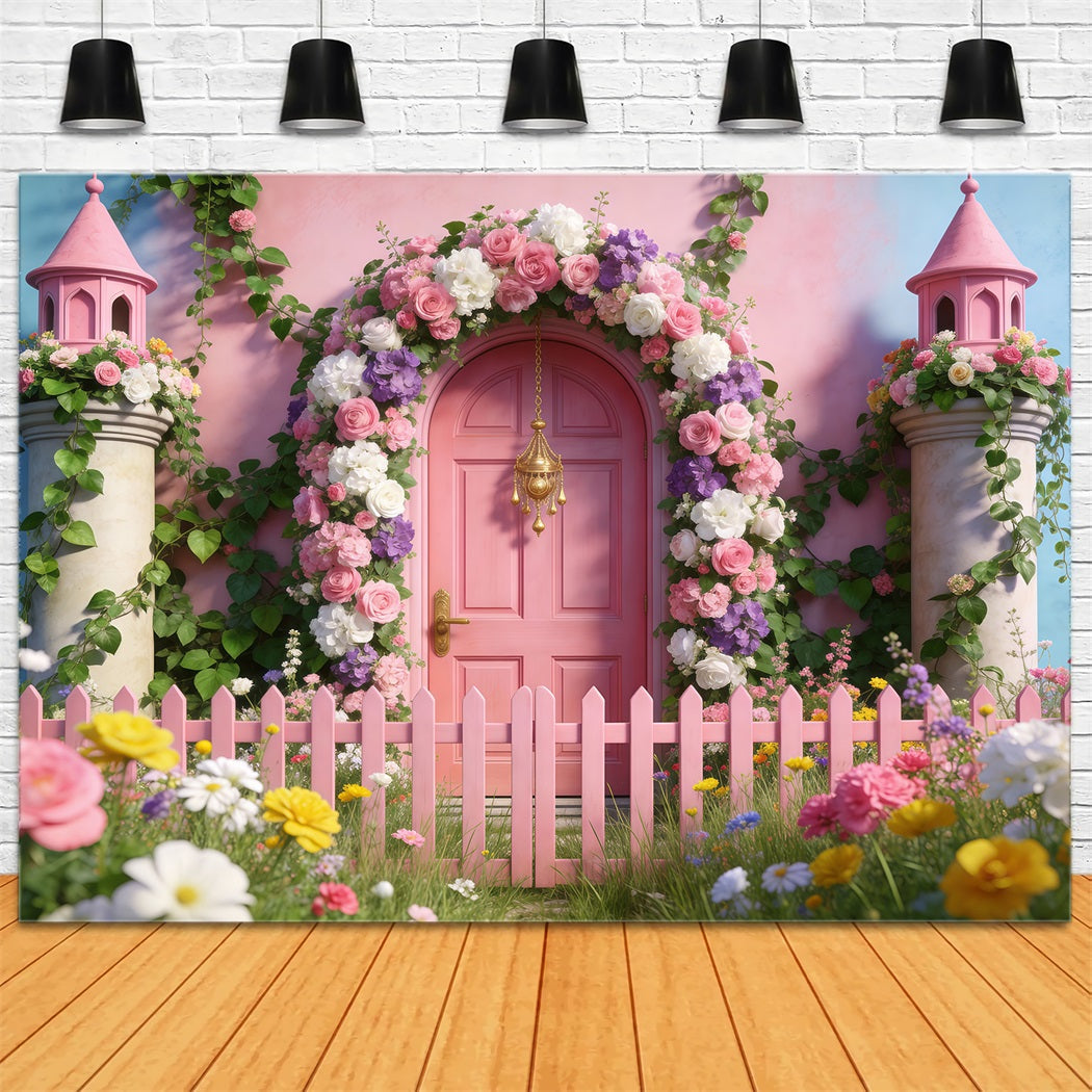 Fond Photo Jardin Printanier Porte Rose Féérique Clôture RR62-38