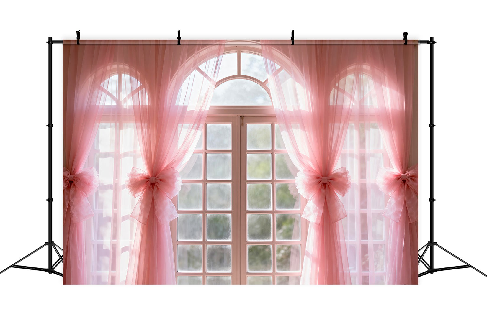 Fond Studio Boudoir Fenêtre Lumière Voilage Blush Nœud RR62-80