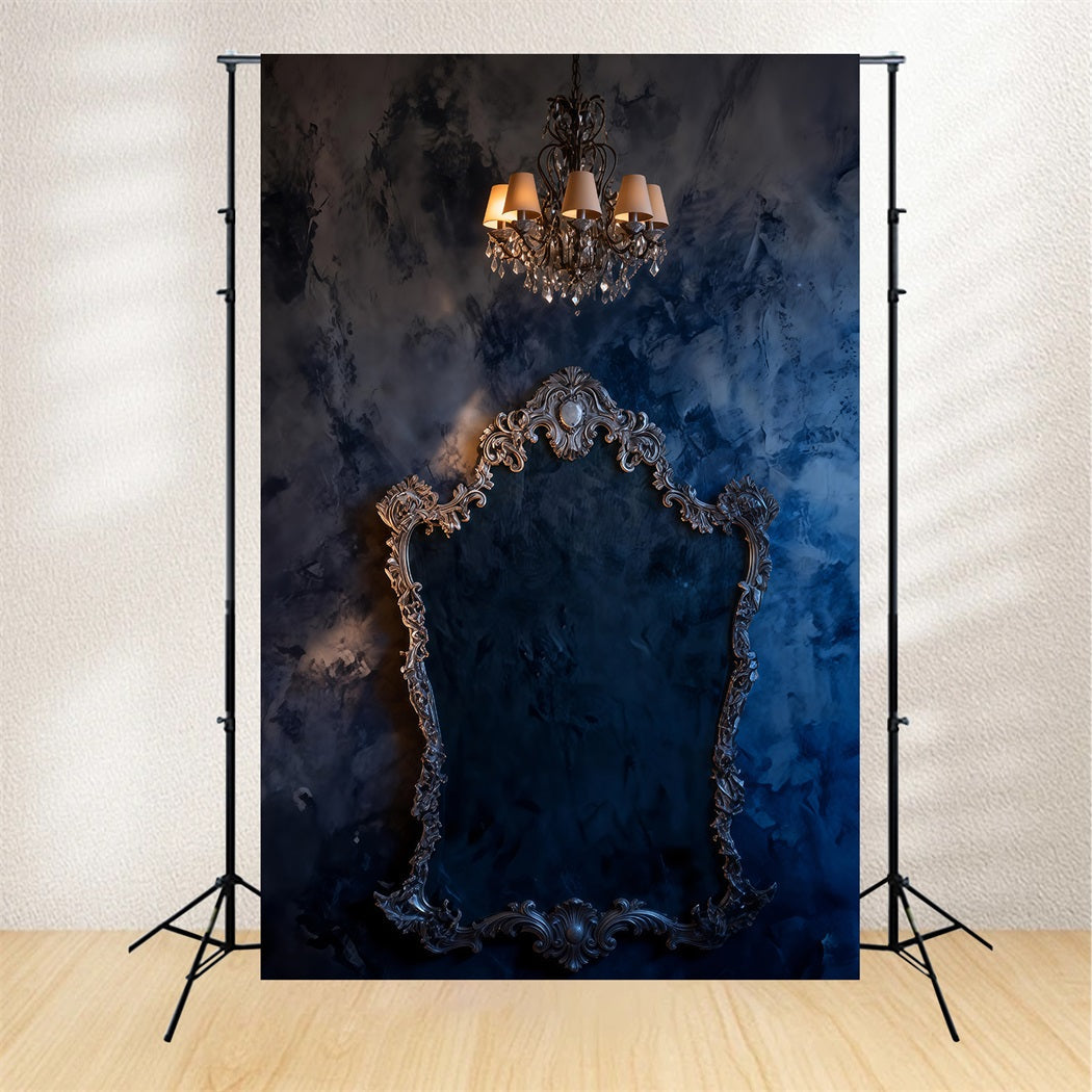 Toile de fond Studio Boudoir Cadre Lustre Marbre Minuit Doré RR62-88