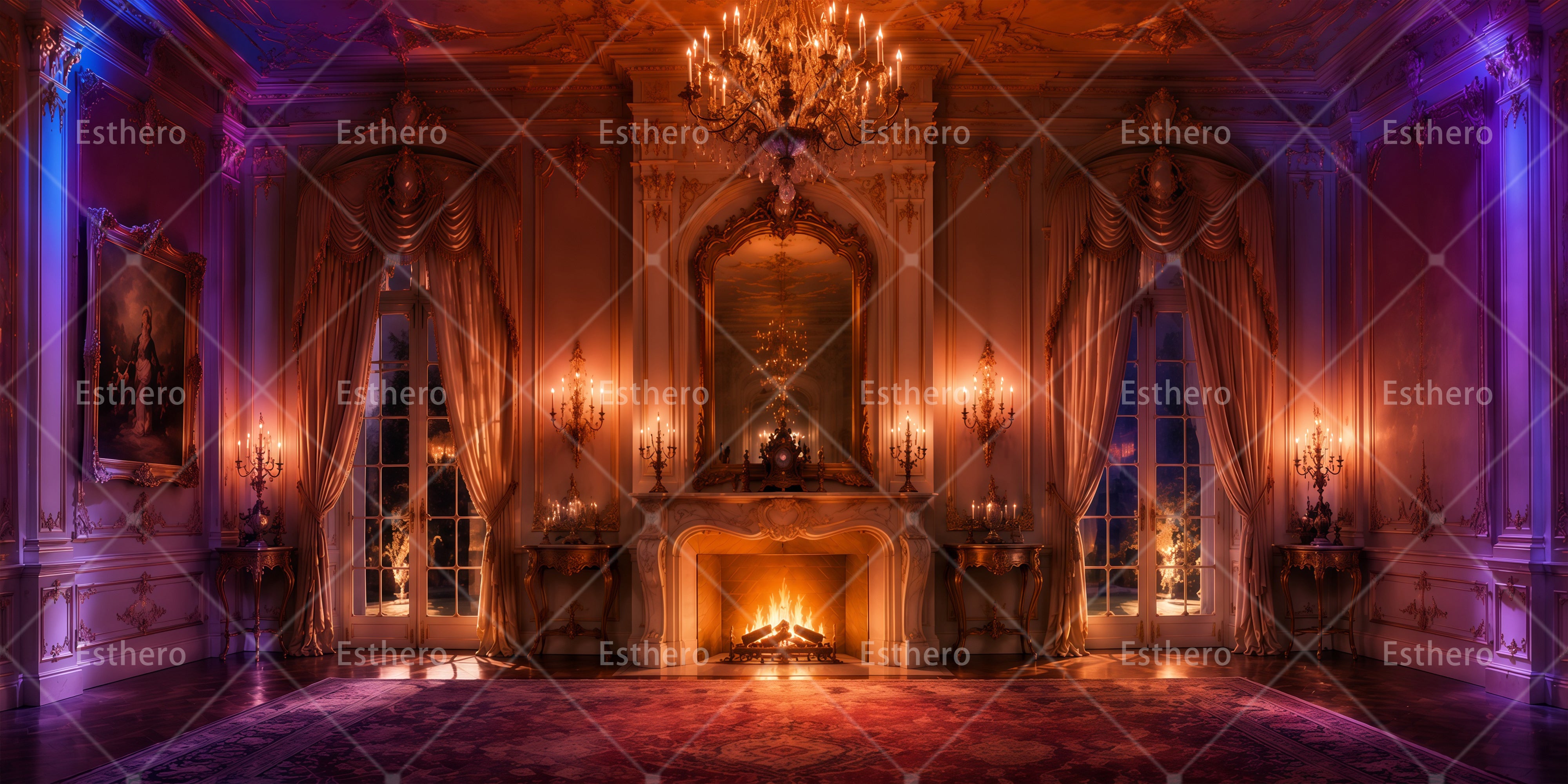 Grande toile de fond salle de bal luxueuse décor de théâtre RR65-T24