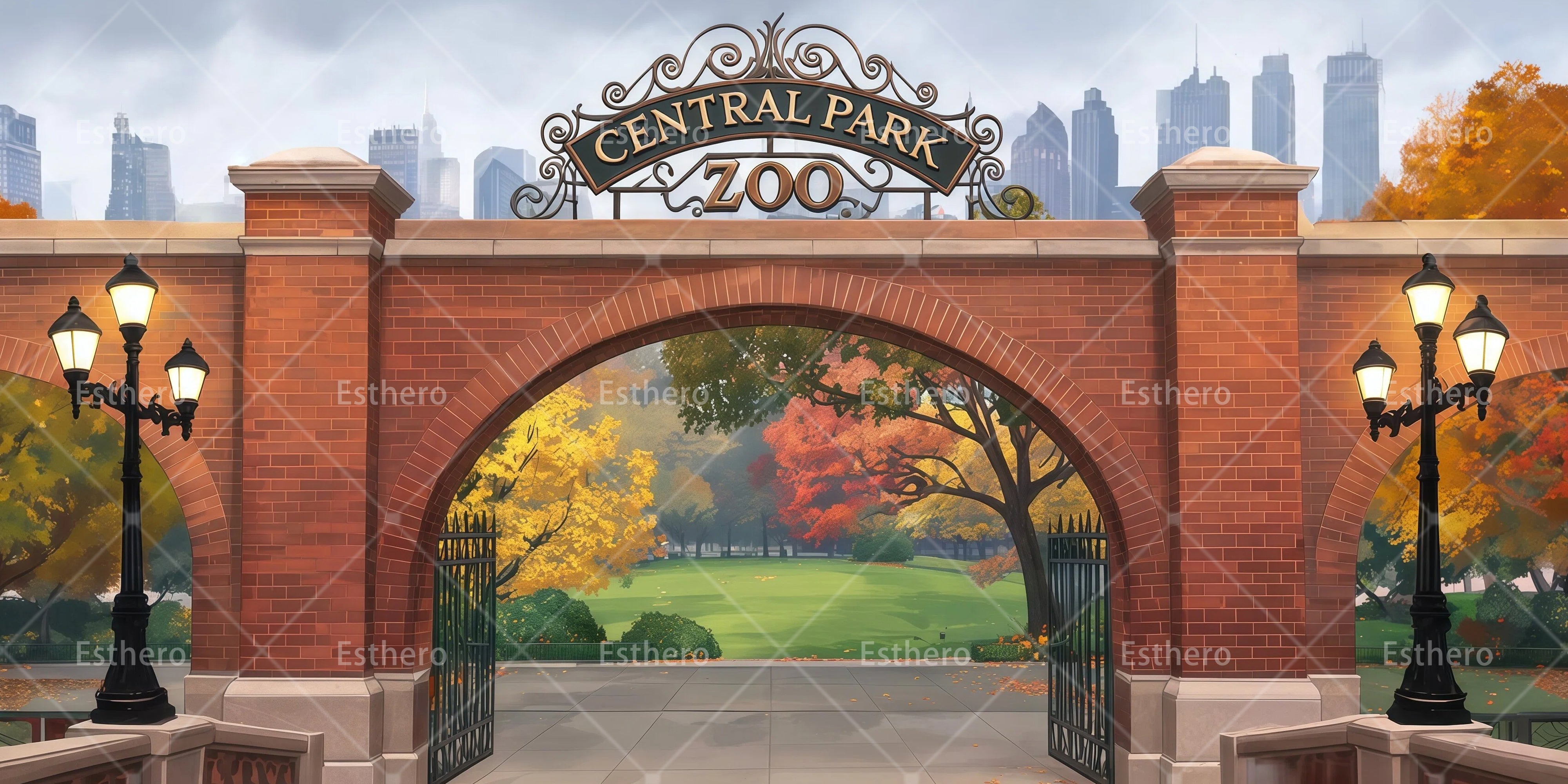 Toile de fond zoo urbain spectacle scolaire RR65-T26