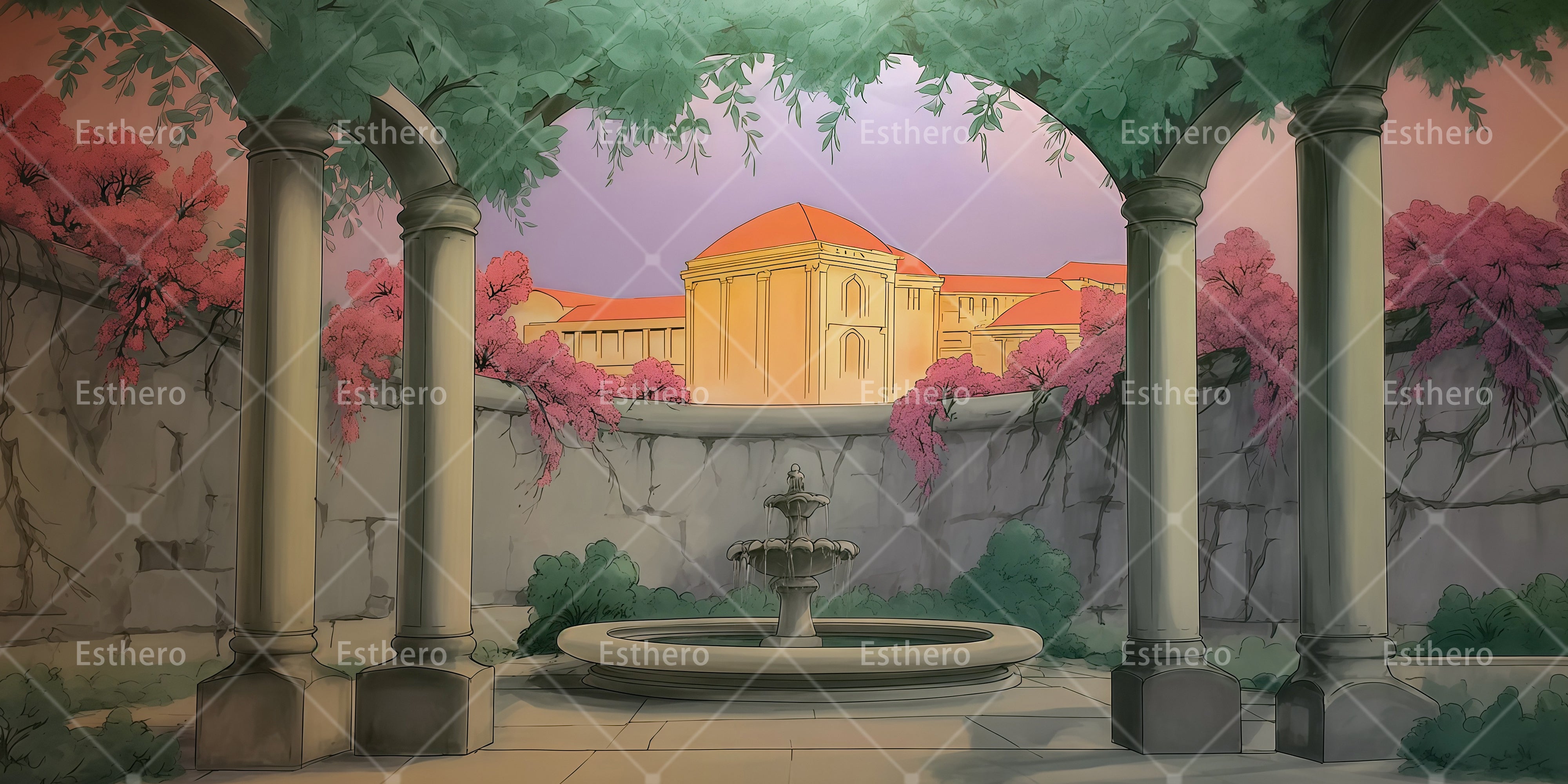 Toile de fond extérieur de palais décor de théâtre RR65-T41
