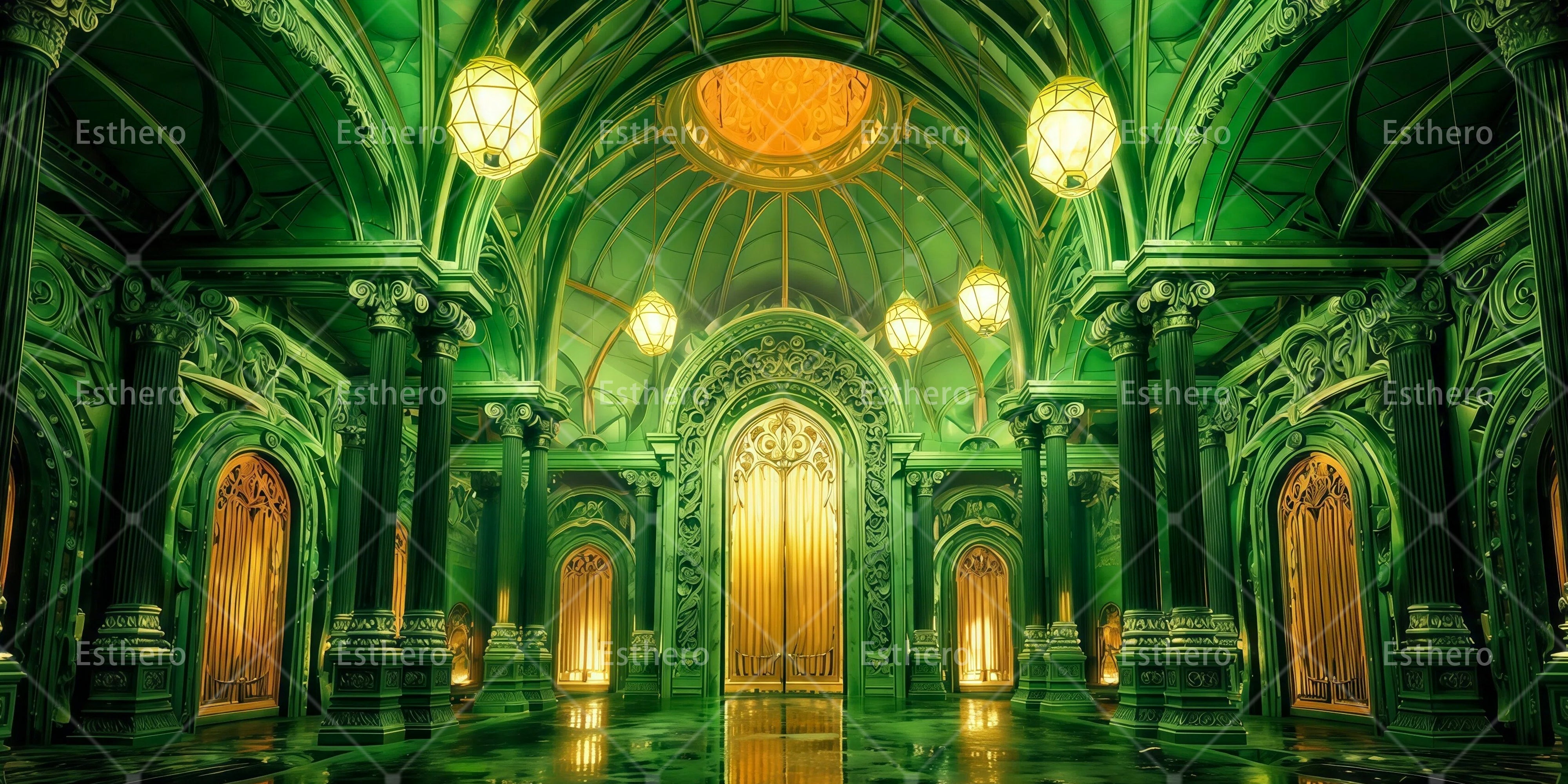 Décor de grande salle royale toile de fond professionnelle pour comédie musicale RR65-T98