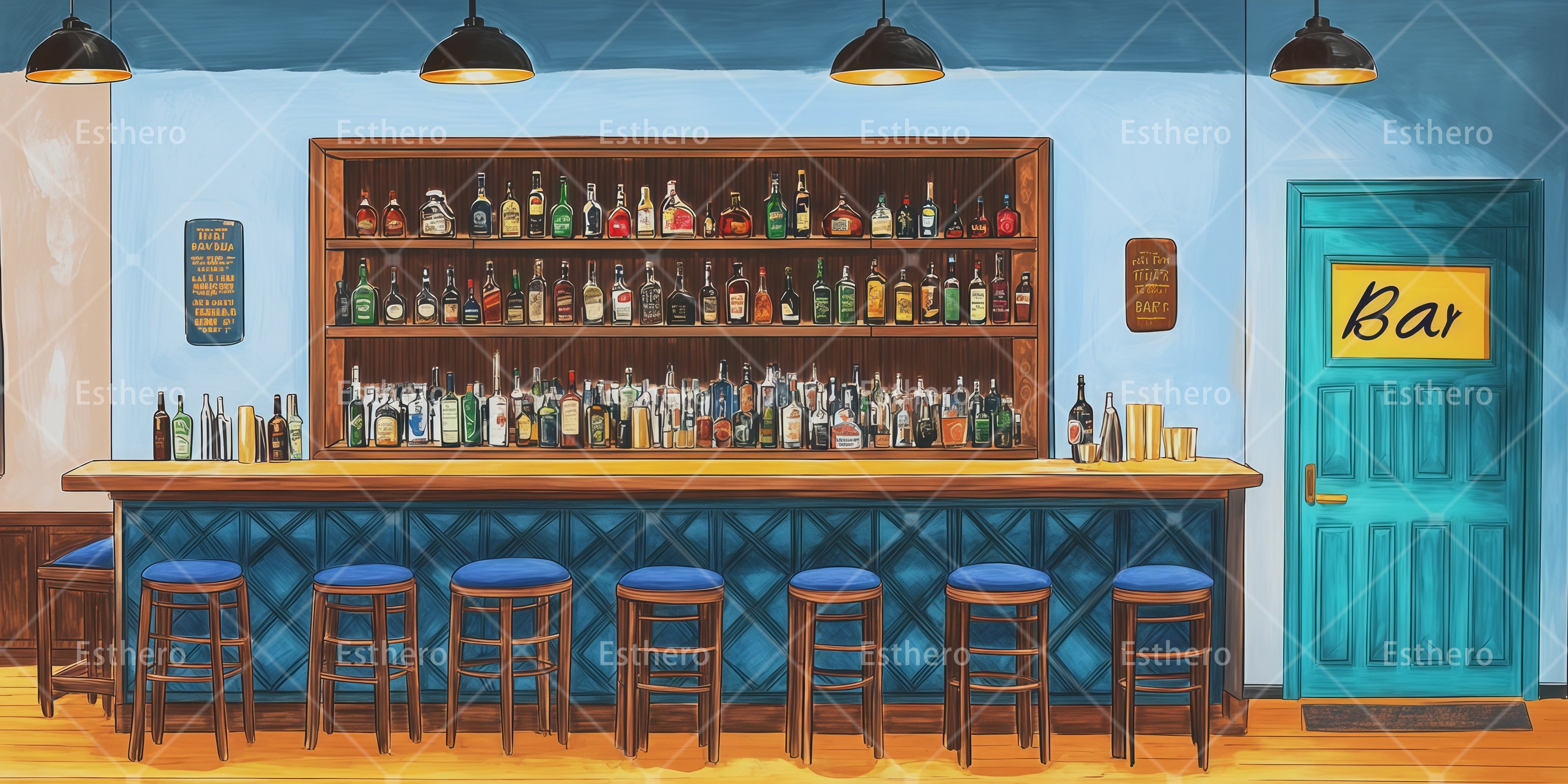 Toile de Fond Professionnelle Intérieur de Bar pour Théâtre RR66-T8