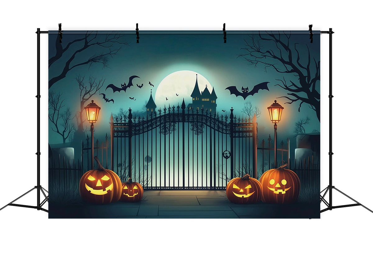 Décor Photo D'HalloweenPorte De Château Hanté Citrouilles Décor De Fête D'Halloween RR67-10