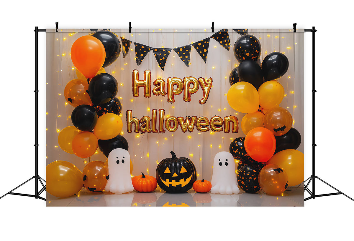 Décor De Fond Pour Fête D'HalloweenFantôme Et Ballons Orange RR67-101