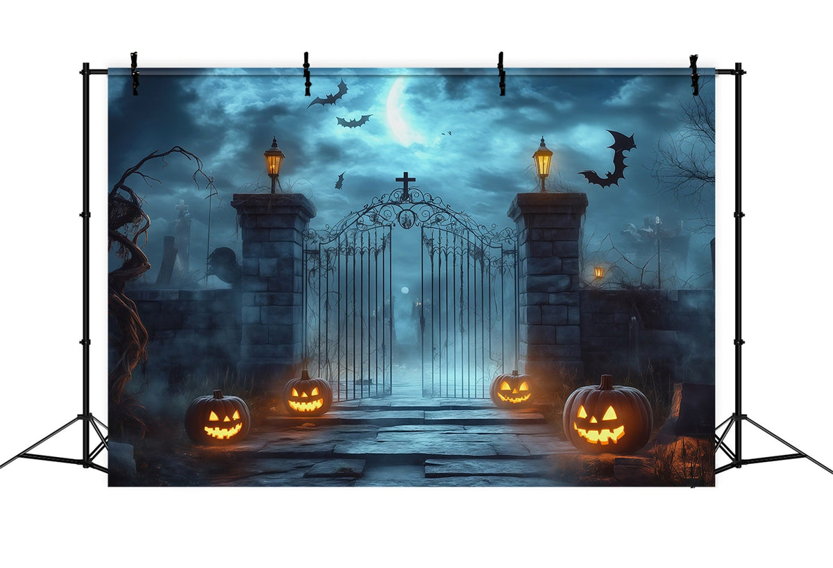 Décor Extérieur D'Halloween Porte De Cimetière Brumeuse Citrouilles Décors Pour Photos D'Halloween RR67-11