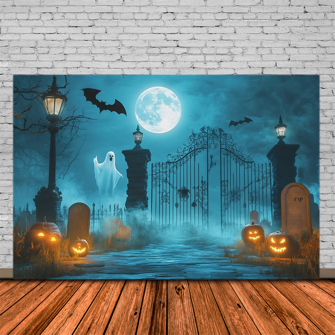 Décor De Cimetière Fantôme Au Clair De Lune Porte HantéeDécor Effrayant Pour Halloween RR67-118