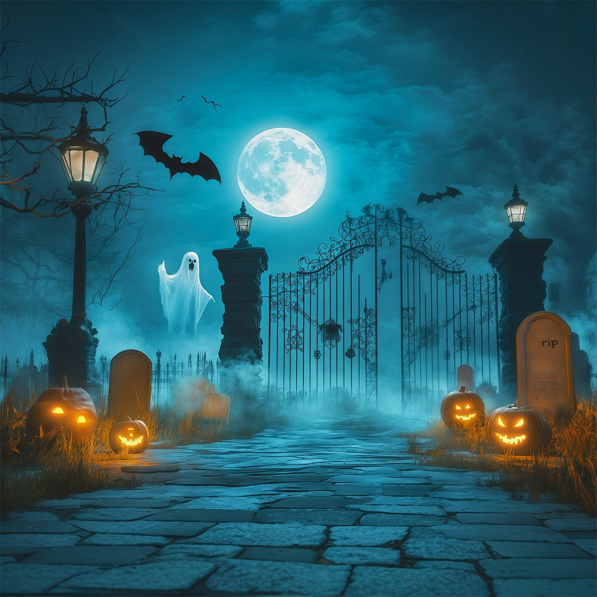 Décor De Cimetière Fantôme Au Clair De Lune Porte HantéeDécor Effrayant Pour Halloween RR67-118