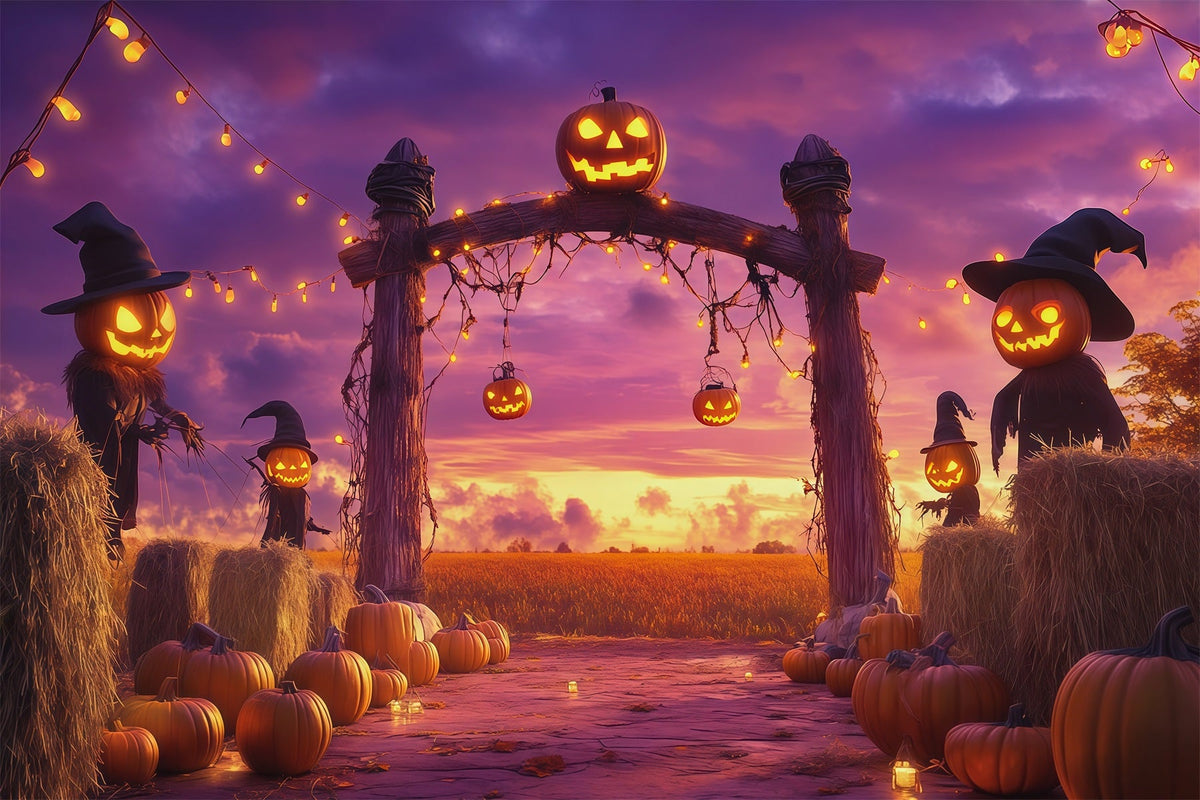 Idées De Décors Photo D'Halloween Citrouilles Arche De Récolte Épouvantails RR67-12
