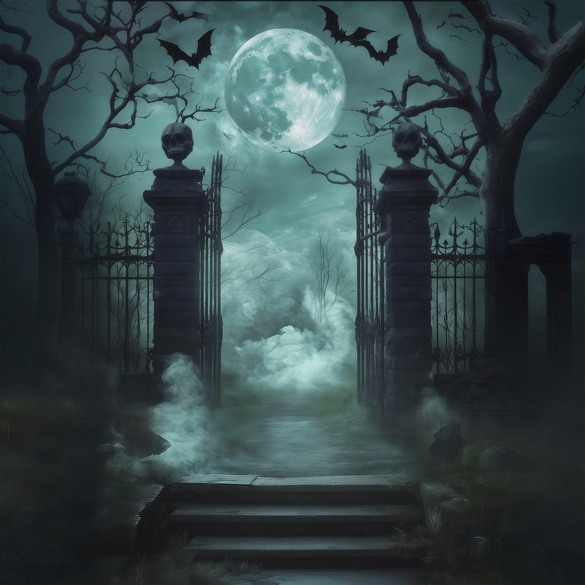 Idées De Décors Effrayants Pour Halloween Porte De Crâne Cimetière Brumeux Décor RR67-128