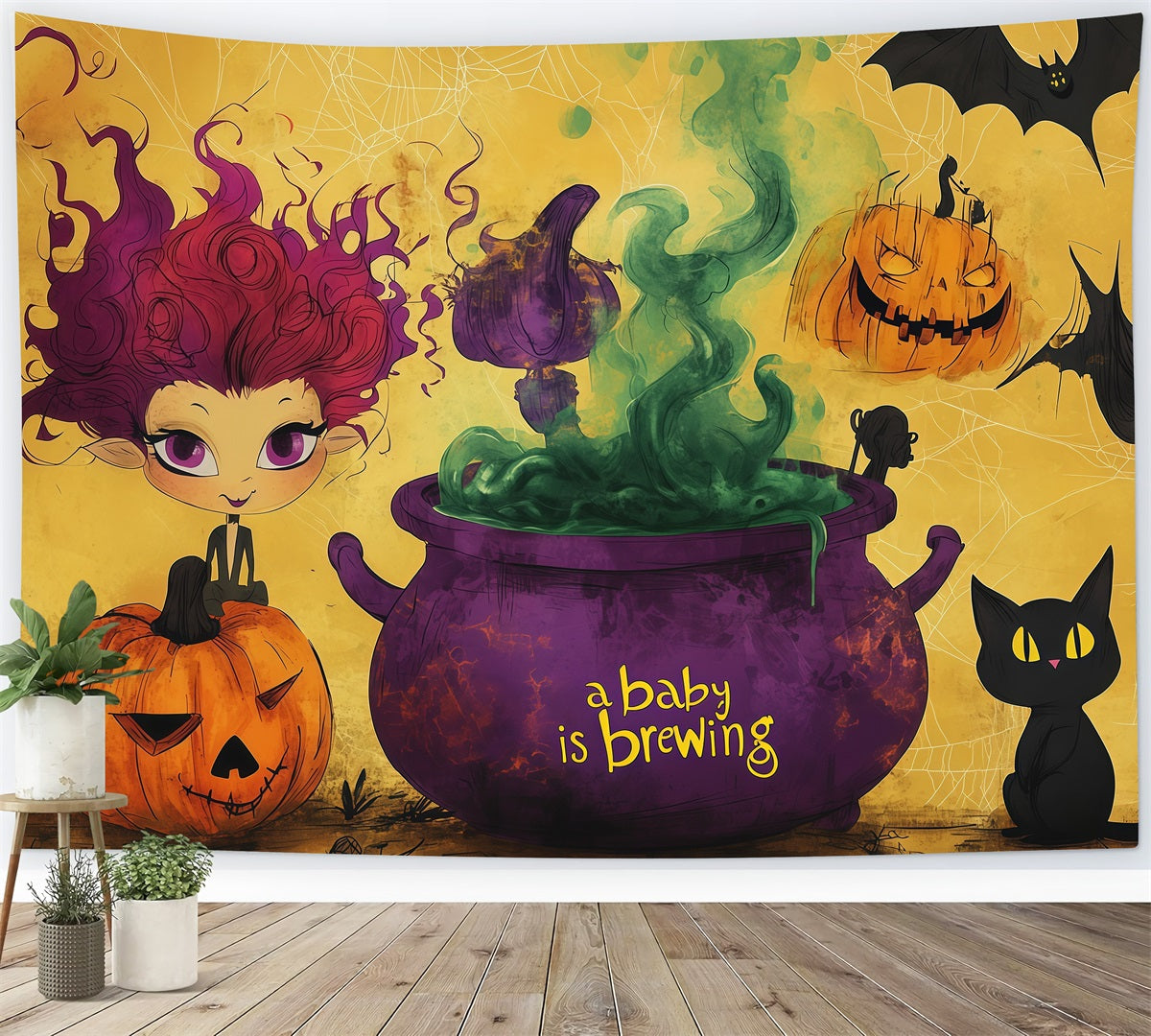 Décor De Fête Prénatale D'Halloween Séance Photo Sur Le Thème D'Une Sorcière RR67-135