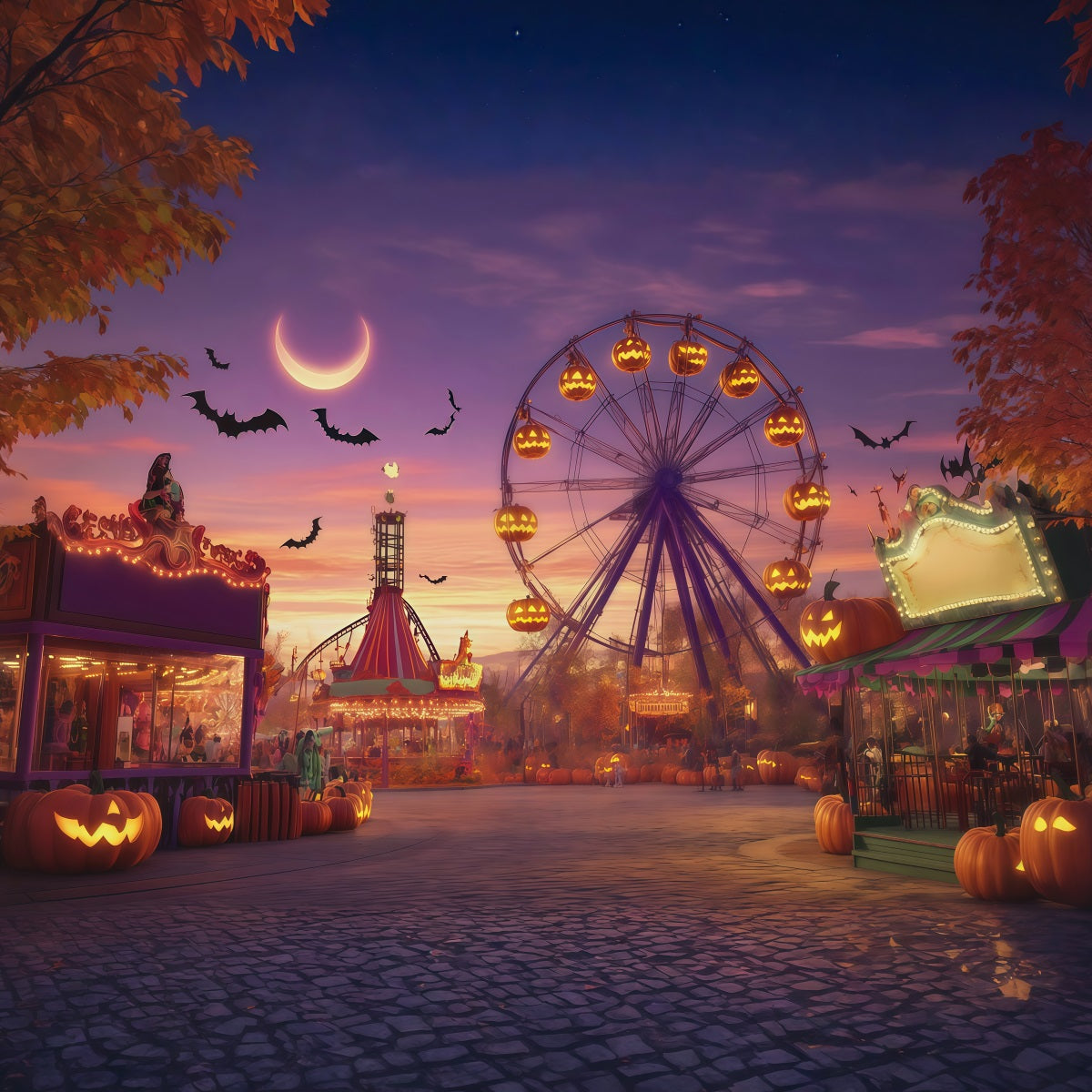 Décor De Carnaval D'Halloween Croissant De Lune Et Citrouille À Faire Soi-Même RR67-139