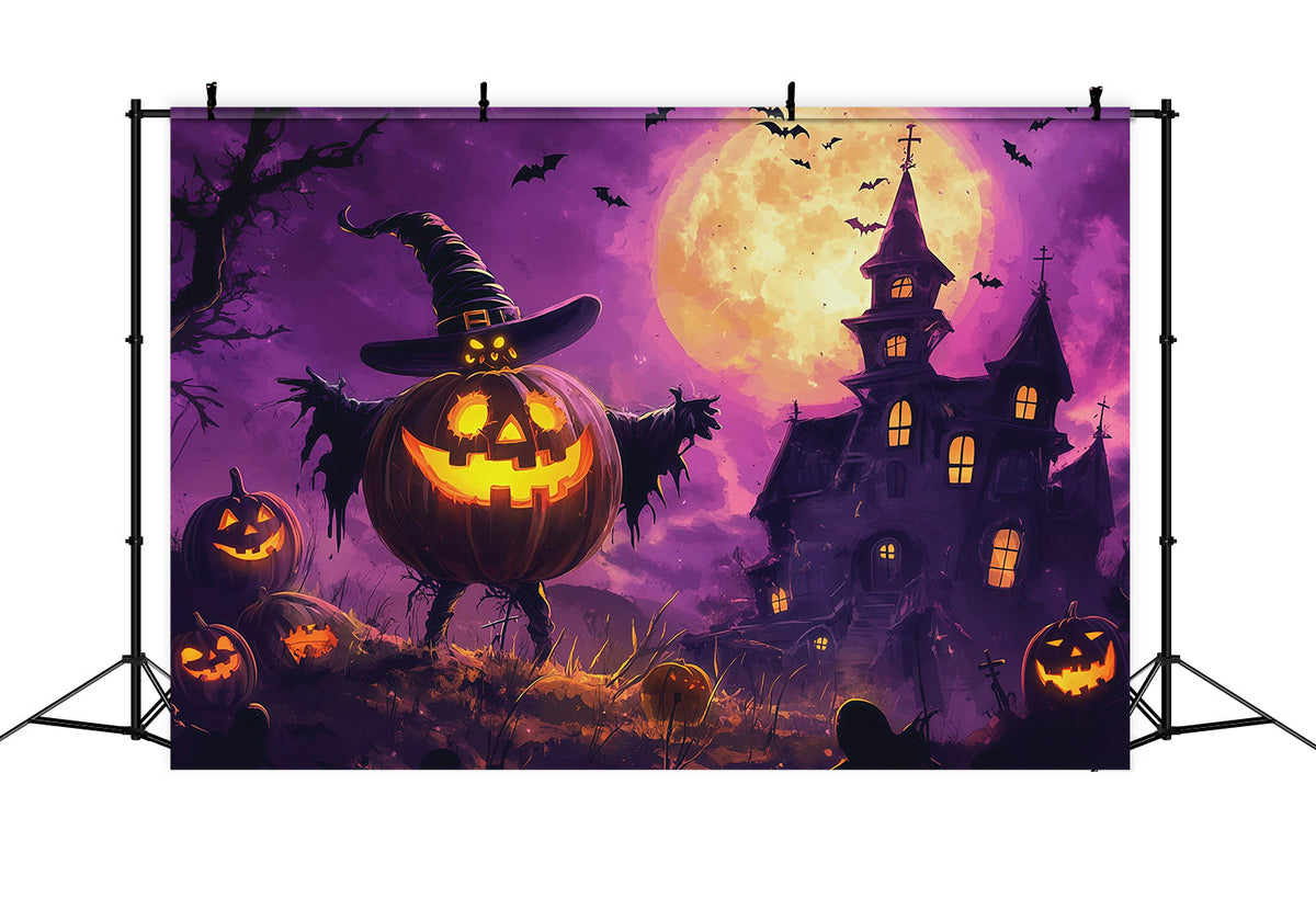 Idées De Décors Photo Pour Une Fête D'Halloween Manoir De Sorcière Avec Citrouille Au Clair De Lune Décor RR67-144