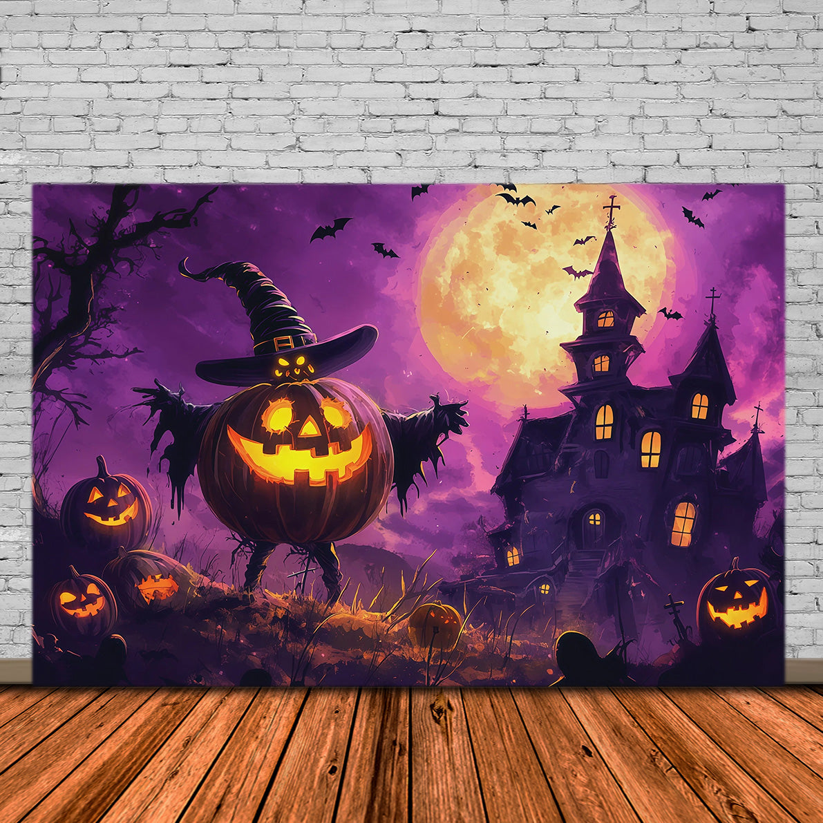 Idées De Décors Photo Pour Une Fête D'Halloween Manoir De Sorcière Avec Citrouille Au Clair De Lune Décor RR67-144
