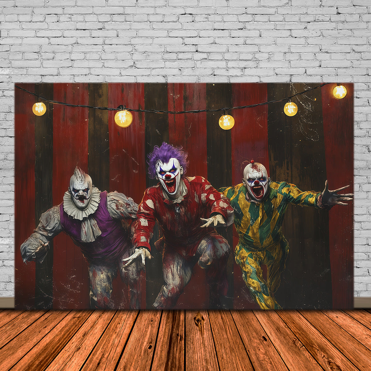 Toile De Fond D'Halloween Avec Un Trio De Clowns Terrifiants RR67-148