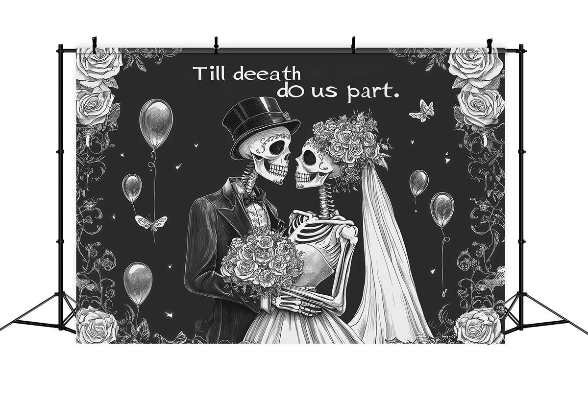 Décor De Mariage D'Halloween Couple Squelette Et Roses RR67-152