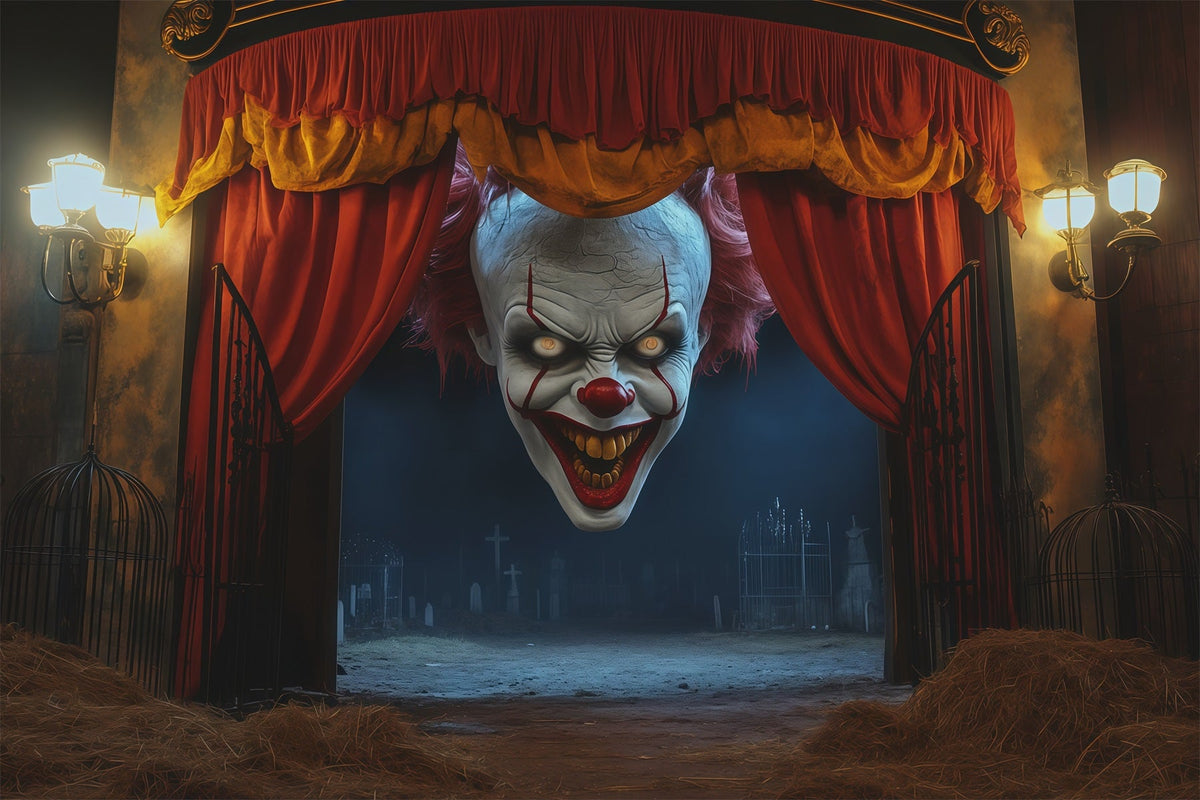 Décor De Clown Effrayant Entrée De Théâtre Sinistre Décor De Tombeau Vide RR67-161
