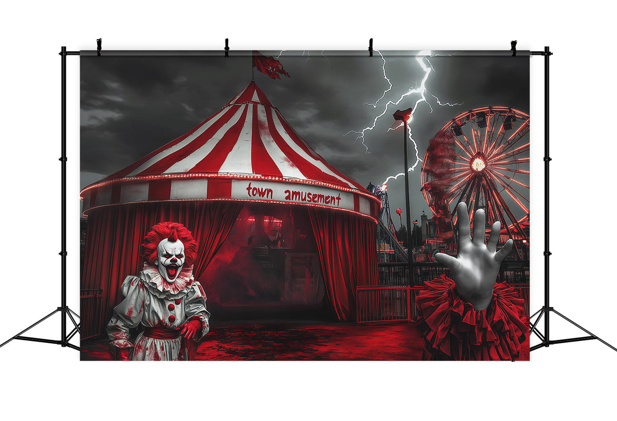 Décor De Carnaval Effrayant Entrée De Clown Orageux Décor En Tissu Pour Halloween RR67-166