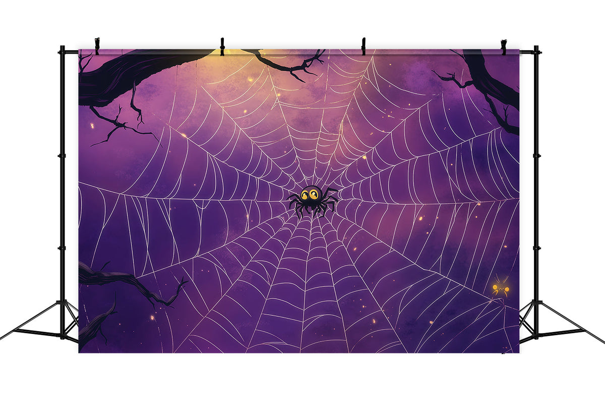 Toile De Fond Violette Au Clair De LuneToile D'Araignée Creuse Décor Photo D'Halloween À Faire Soi-Même RR67-167