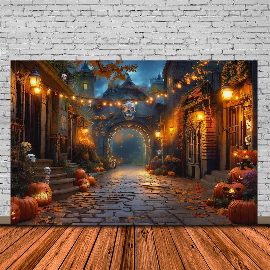 Décor D'Halloween Automnal Allée De Citrouilles Lanternes En Forme De Crâne Décors RR67-17