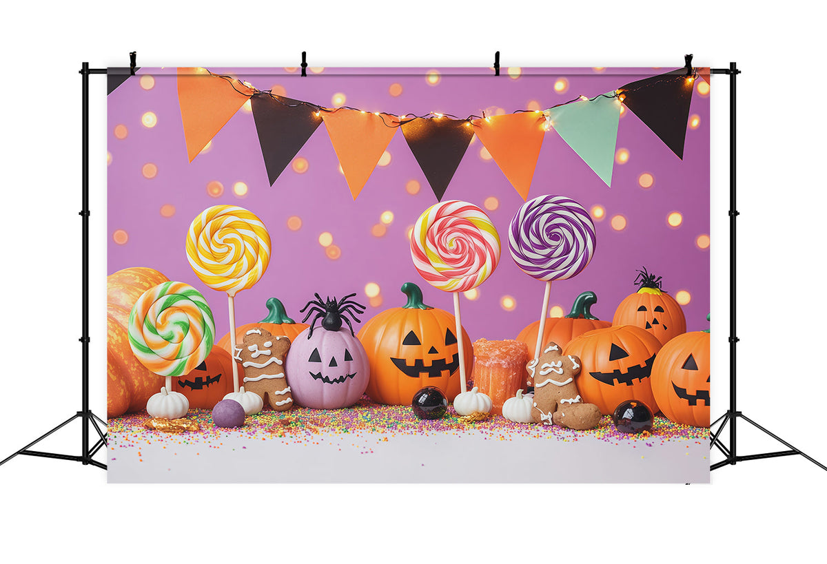 Décor De Fête Sur Le Thème Des Bonbons D'Halloween Citrouilles Et Sucettes RR67-171