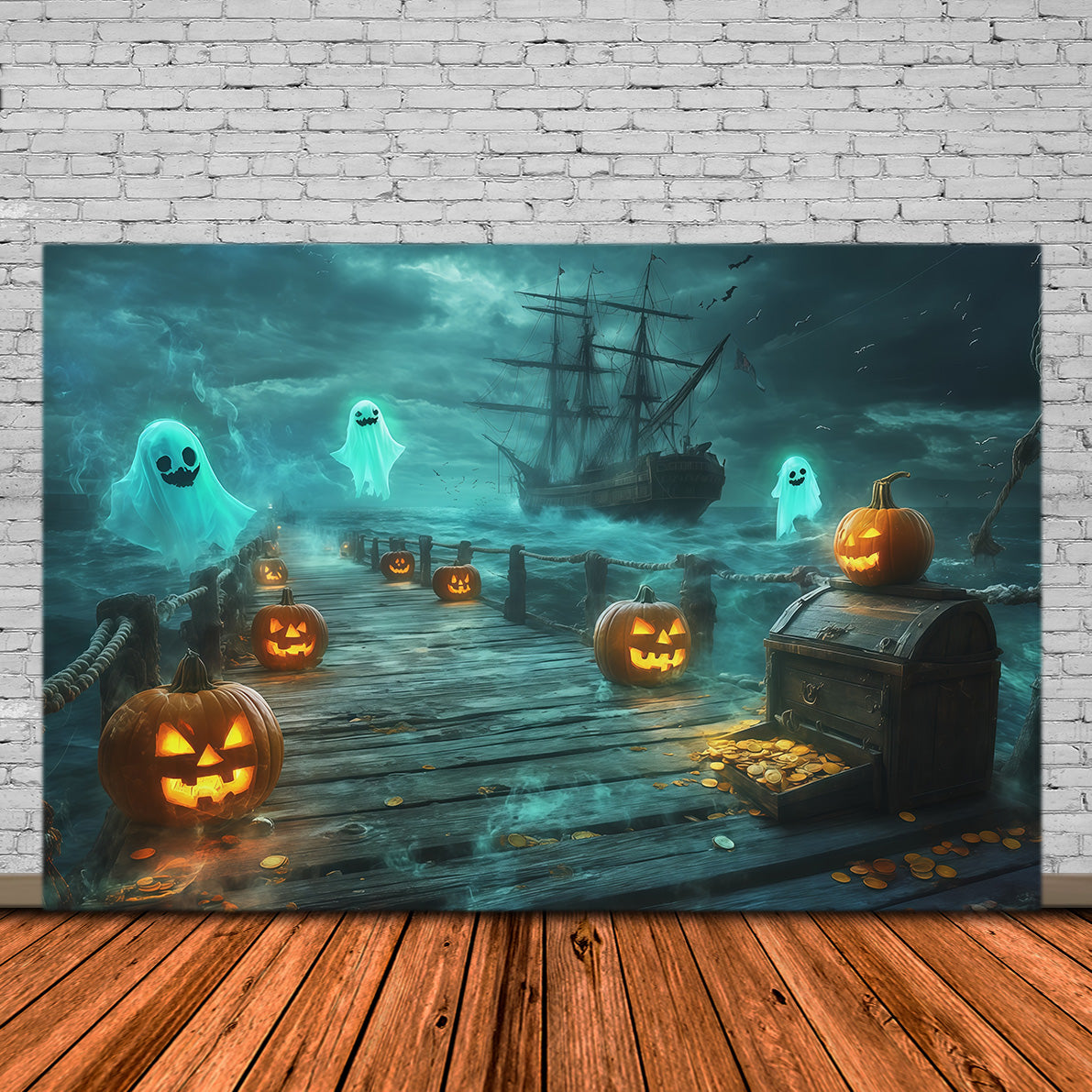 Décor De Pirates Pour Halloween Fantôme PiratePort De Citrouilles Jolis Décors D'Halloween RR67-173