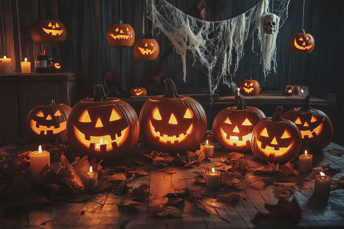 Décor De Table D'Halloween Avec Citrouille Et Bougies RR67-174