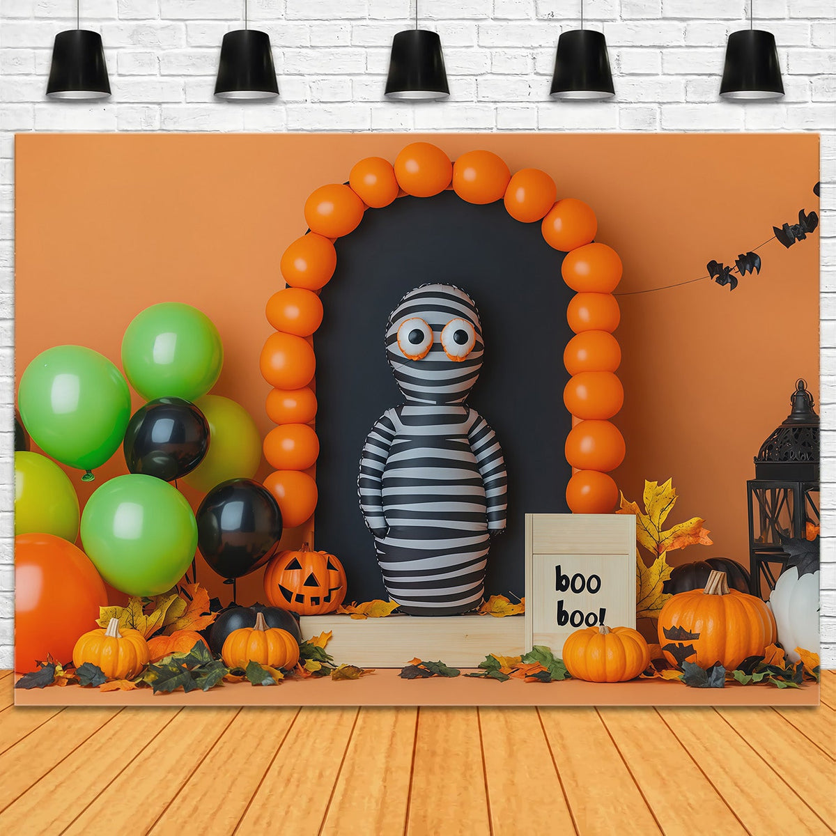 Idées De Décors De Ballons Pour Halloween Arche De Momie RayéeDécors En Carton Pour Halloween RR67-182