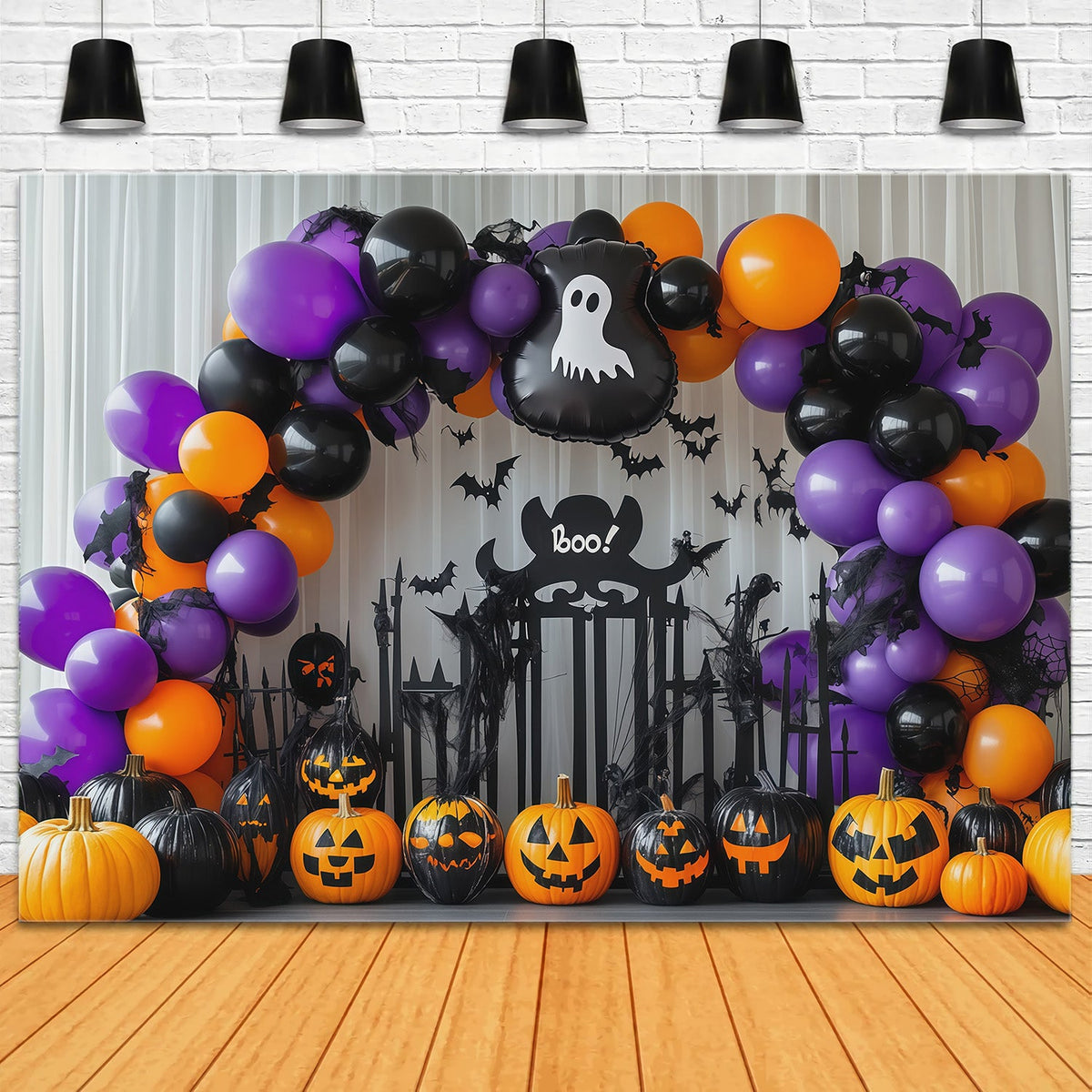 Décor Photo D'Halloween Avec BallonsArche De Citrouilles Fantômes Décor Extérieur RR67-185