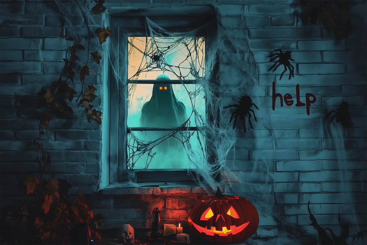 Décor De Fenêtre Fille Effrayante Toiles D'Araignée Fantomatiques Décor De Garage Pour Halloween RR67-188