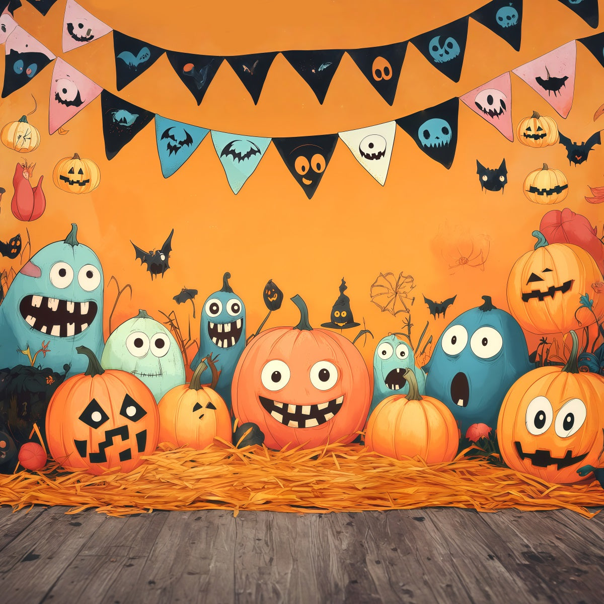 Idées De Décors Citrouille Décors Photo De Monstres De Dessin Animé Pour Fête D'Halloween RR67-190