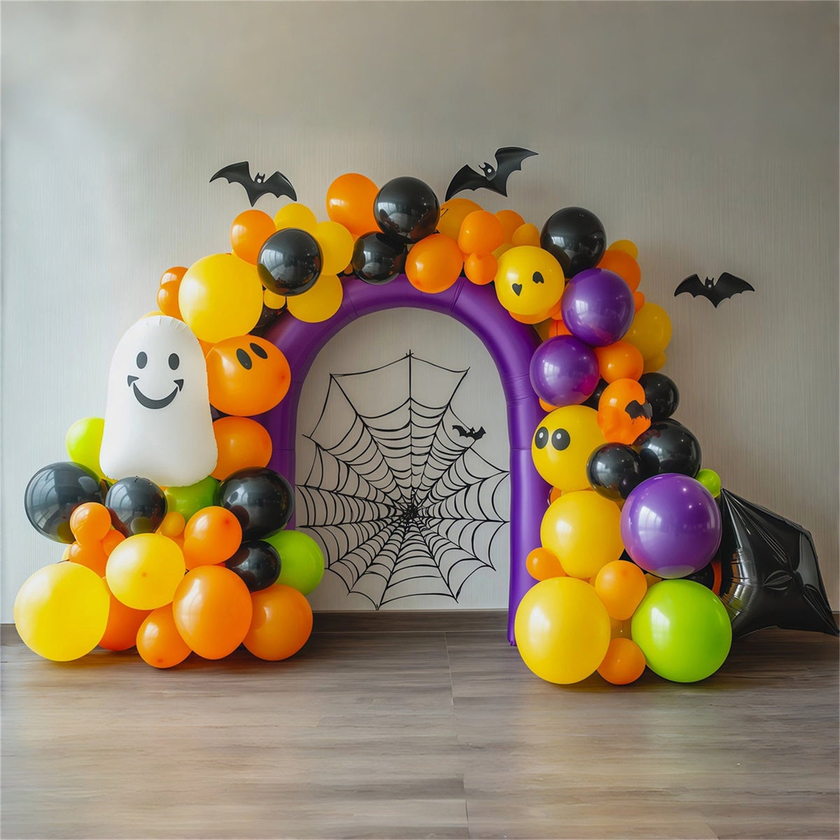 Décor De Ballons D'Halloween Arche Colorée Avec Toile D'Araignée Et Fantôme Décor Pour Spectacle De Magie RR67-191