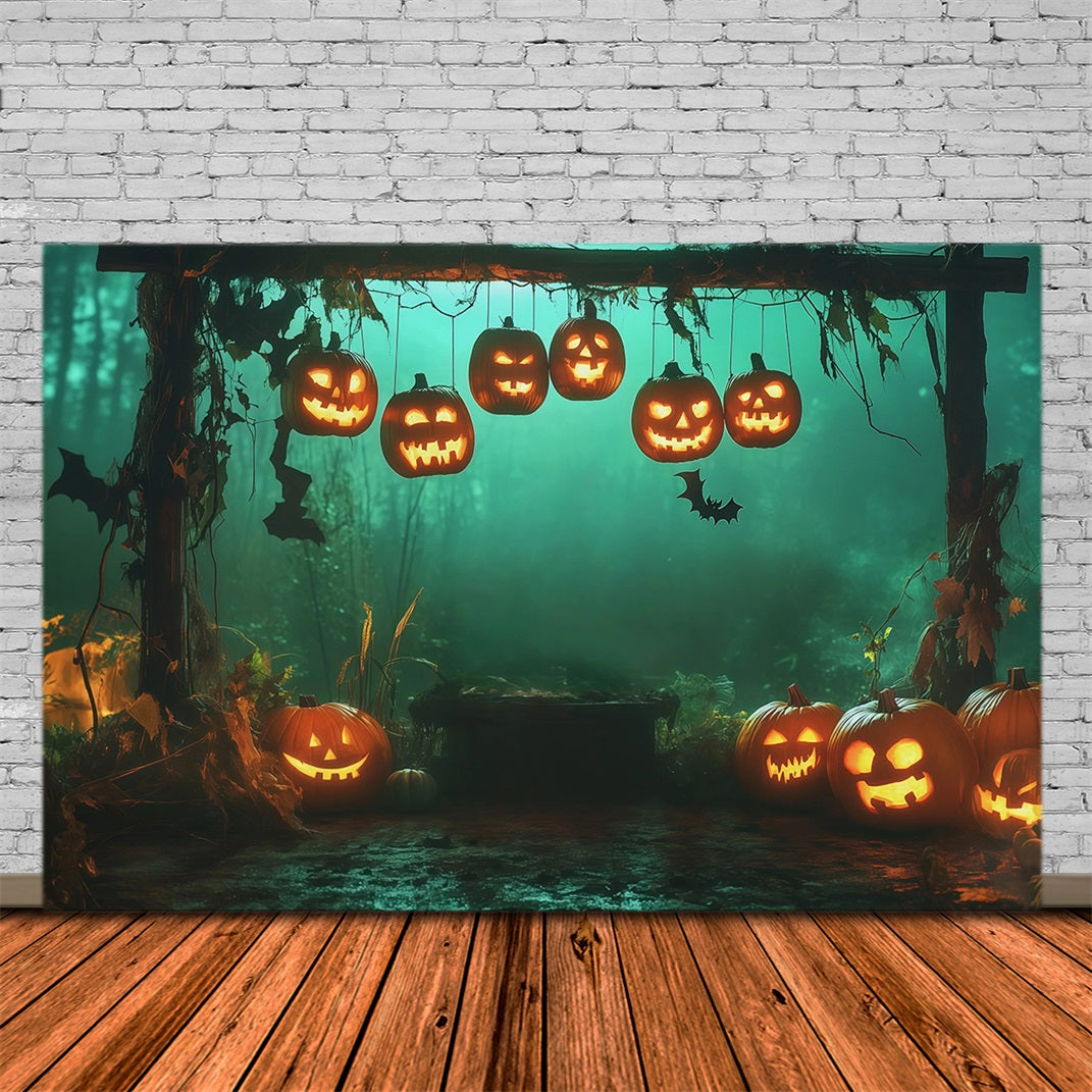 Idées De Décors Effrayants Pour Halloween Arche De Citrouilles Suspendues Dans Une Forêt Décor RR67-28