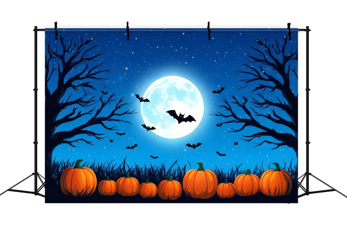 Décor De Cabine Photo Halloween Lune Bleue Citrouille Chauves-Souris Décor Halloween RR67-34
