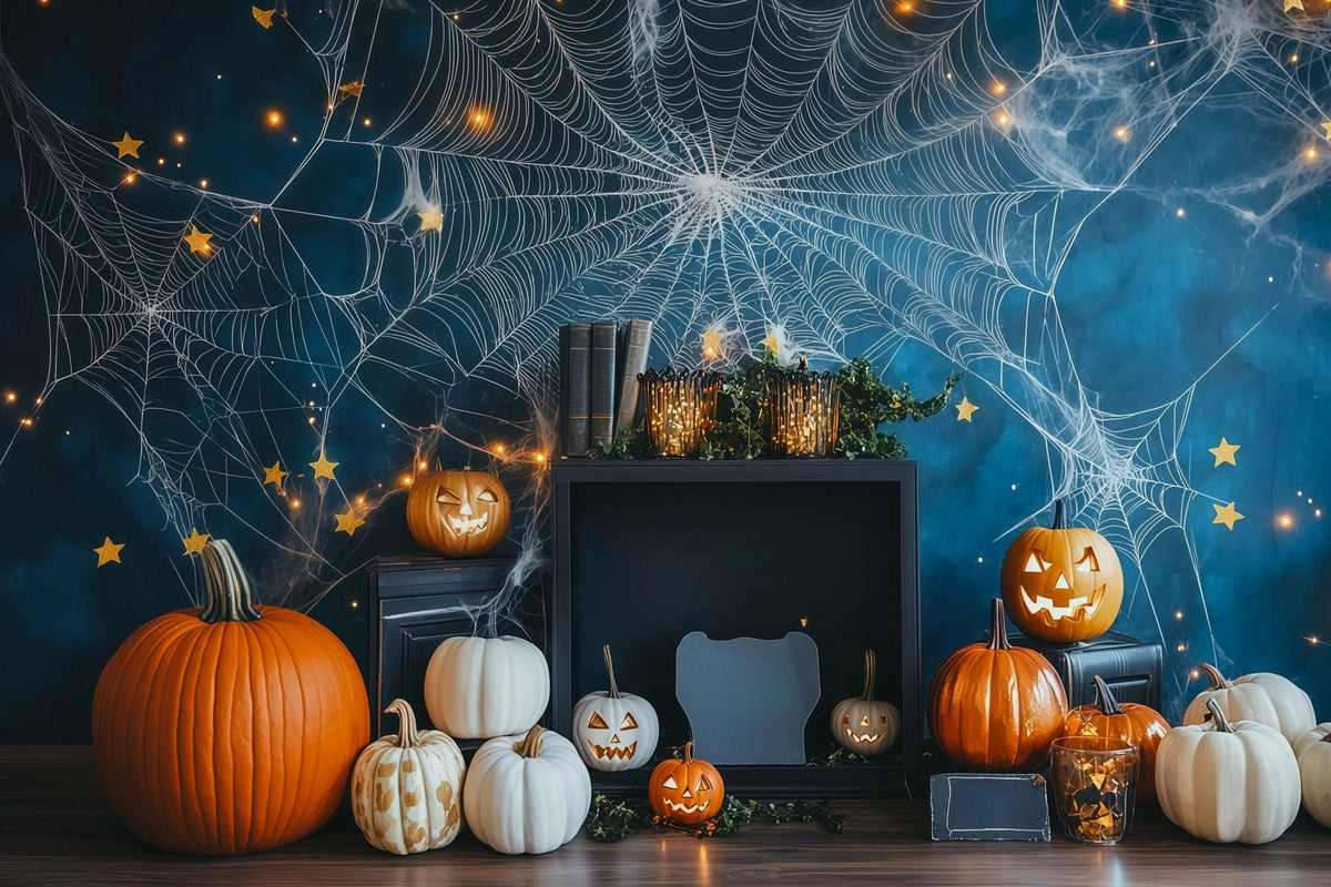 Décor De Toile D'Araignée Citrouille Et Étoile Pour Photomaton D'Halloween À Faire Soi-Même RR67-41