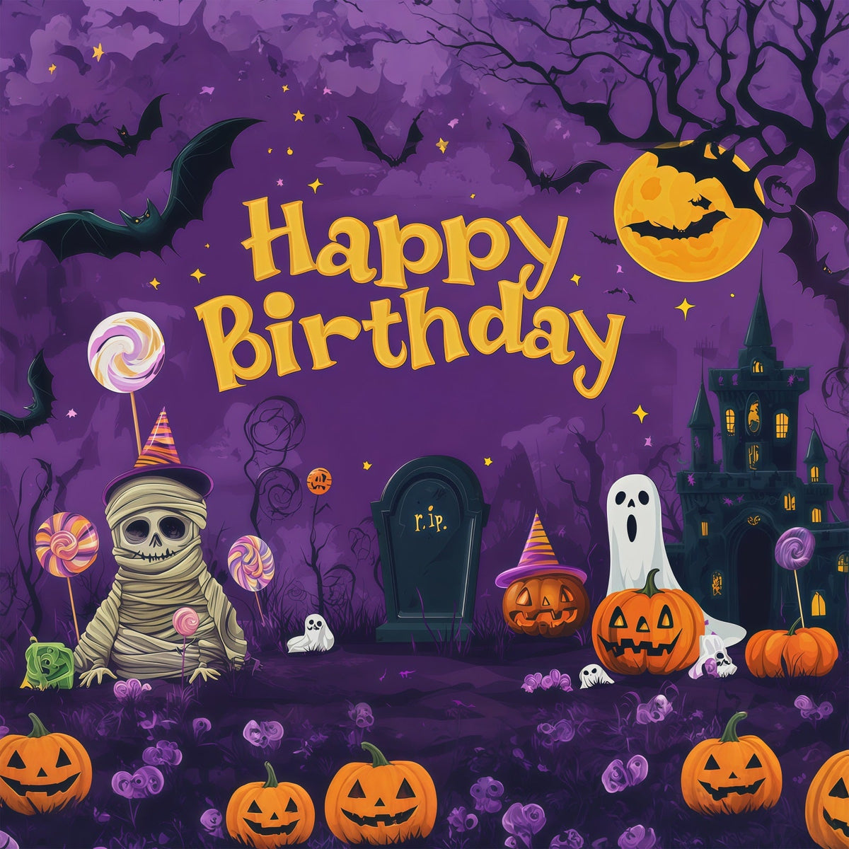Décors Photo D'Halloween Momie Fantôme Château Hanté Décor D'Anniversaire D'Halloween RR67-76
