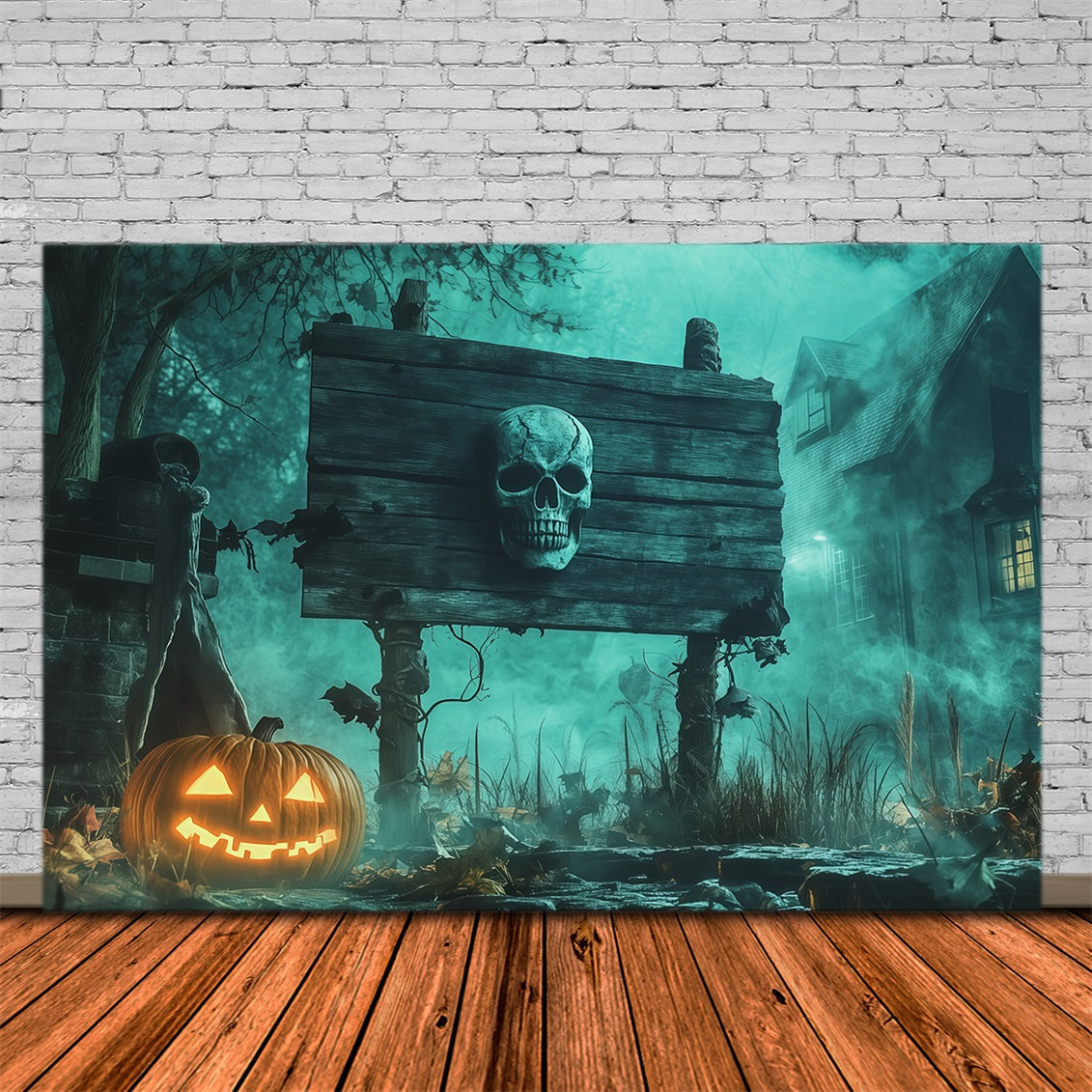 Idées De Décors Effrayants Pour Halloween Crâne Citrouille BrouillardD écor Pour Séance Photo D'Halloween RR67-78