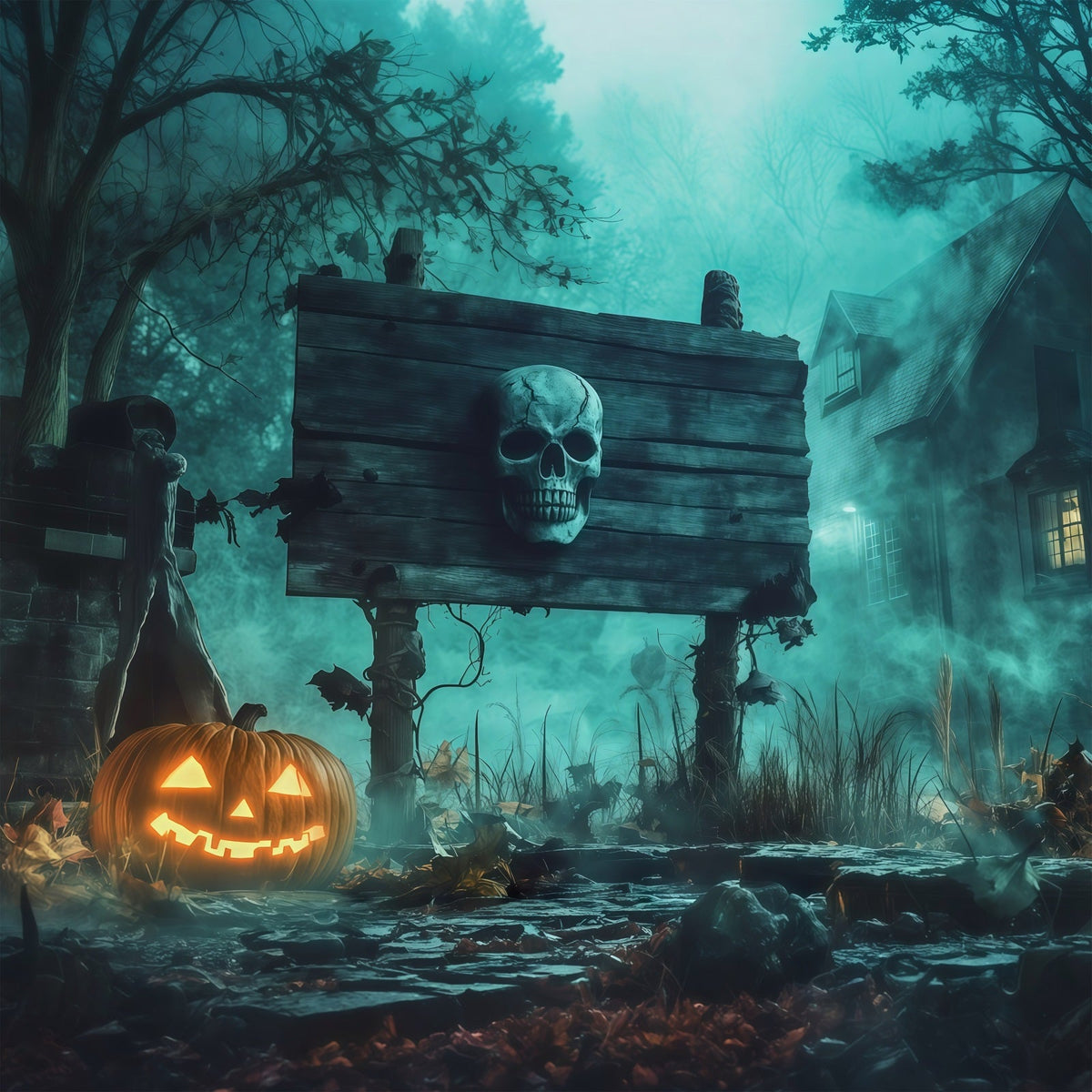 Idées De Décors Effrayants Pour Halloween Crâne Citrouille BrouillardD écor Pour Séance Photo D'Halloween RR67-78